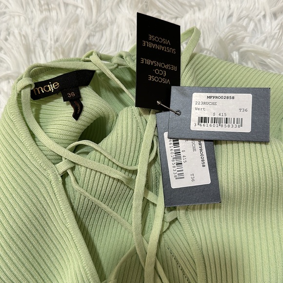 🩷SOLD🩷Maje bateau light green ribbed sweater midi dress 36 XS S - Picture 16 of 16
